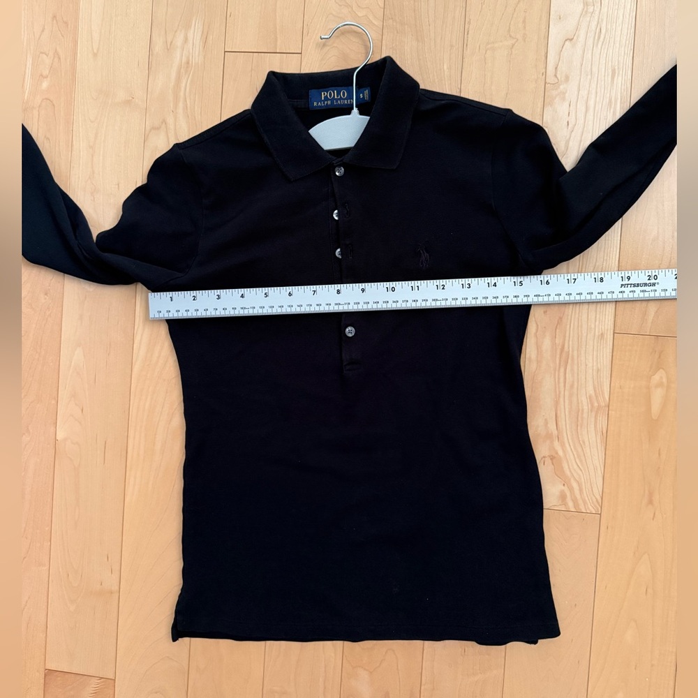 BLACK long sleeved  POLO Ralph Lauren polo 👕 shirt in EUC - Picture 4 of 6